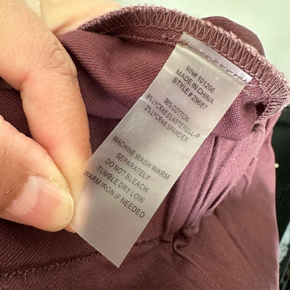 Soft Surroundings Metro Denim Pull On Leggings Burgundy Size XS NWT - Picture 9 of 9